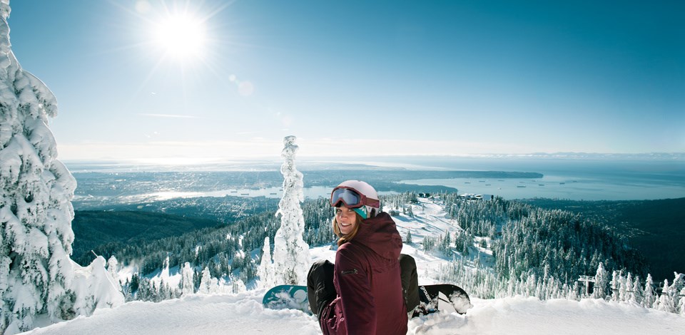 Grouse Mtn boarder and view