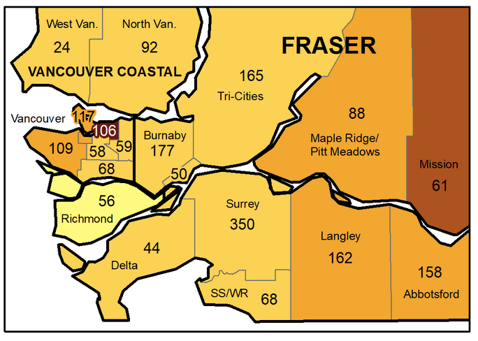 Lower Mainland COVID cases Sept.13 2021
