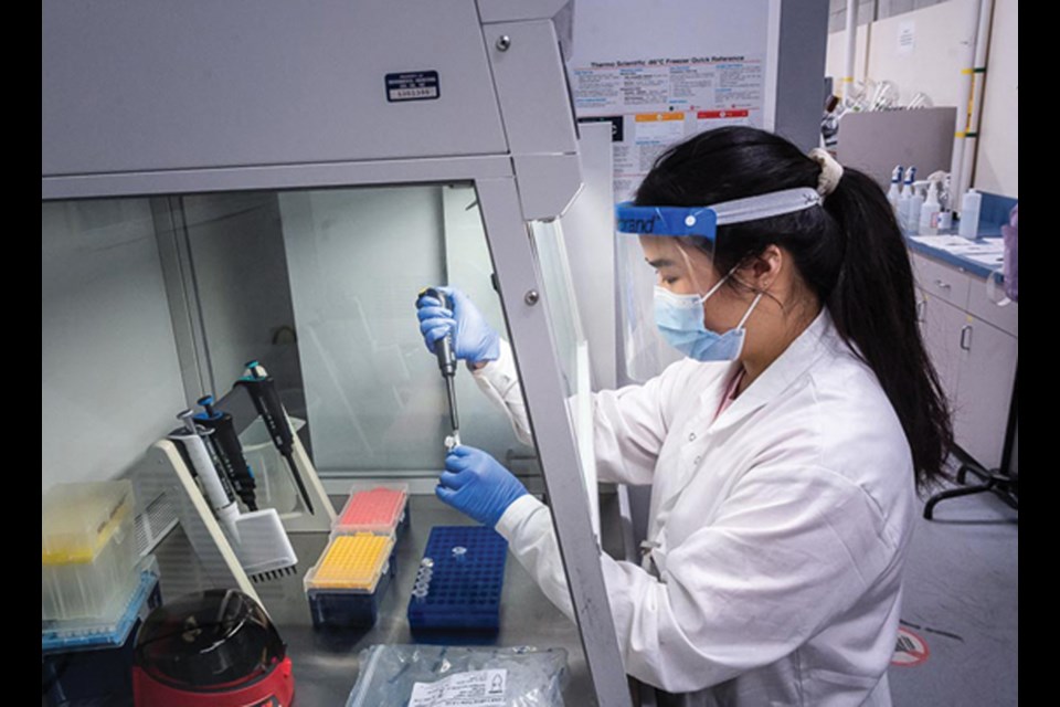 Xuan Lin, a PhD student in civil engineering, prepares wastewater RNA samples for sequencing.