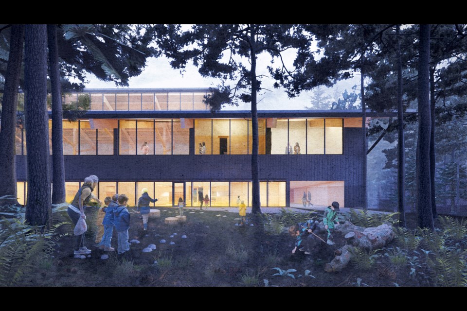 An artist's rendering shows how Capilano University's new Centre for Childhood Studies and child care will look when completed in 2024