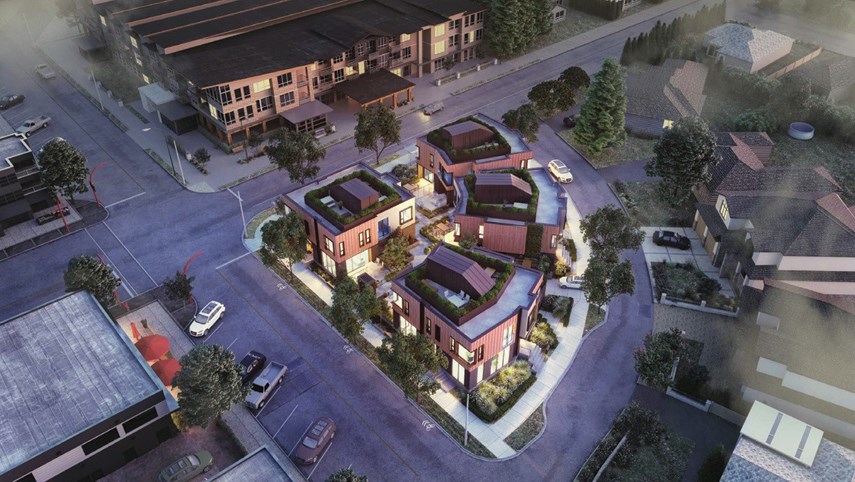 An artists rendering of what a proposed eight-unit townhouse development on Edgemont's Canfield Crescent would look like.