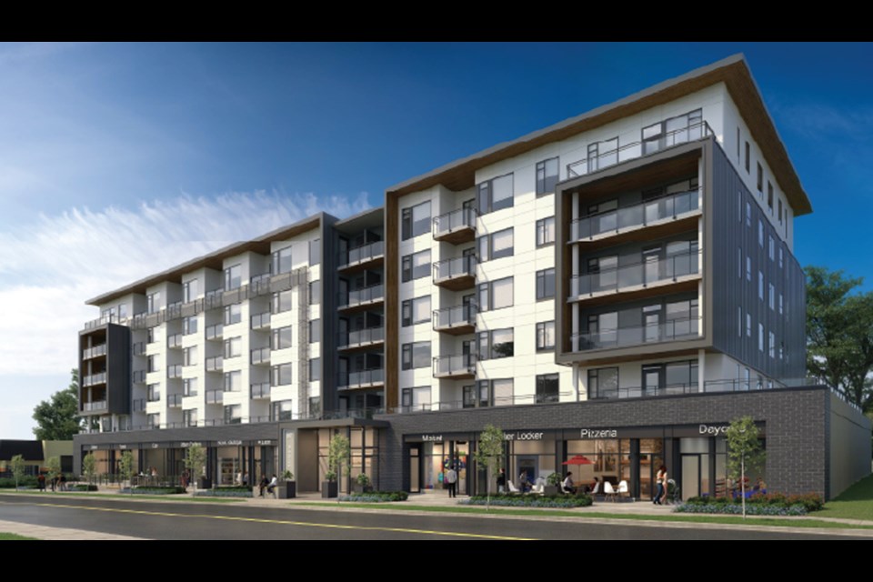 An artist's rendering shows a proposed six-storey development at 818 West 15th St. in North Vancouver's Mosquito Creek neighbourhood.
