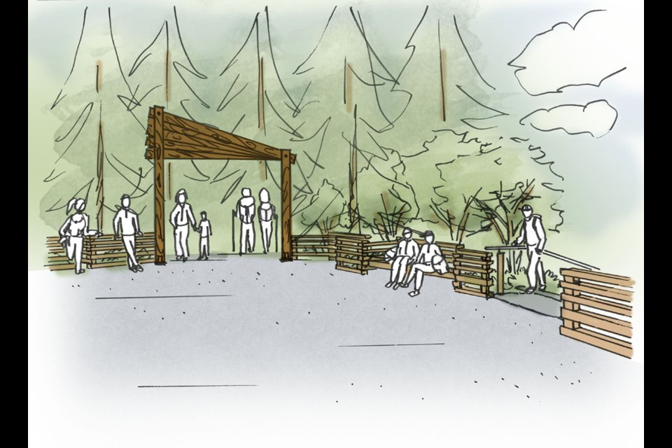 An artist's rendering shows how the entrance to North Vancouver's Grouse Grind trail up Grouse Mountain should look when an improvement project is completed later this year.
