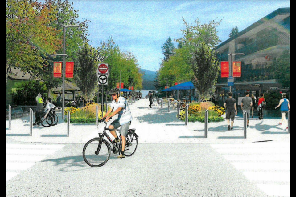 A rendering of lower Gallant Avenue during peak summer season shows more outdoor seating.