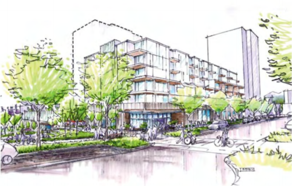 A rendering of the new North Shore Neighbourhood House redevelopment. A northeast perspective from East 2nd Street. 