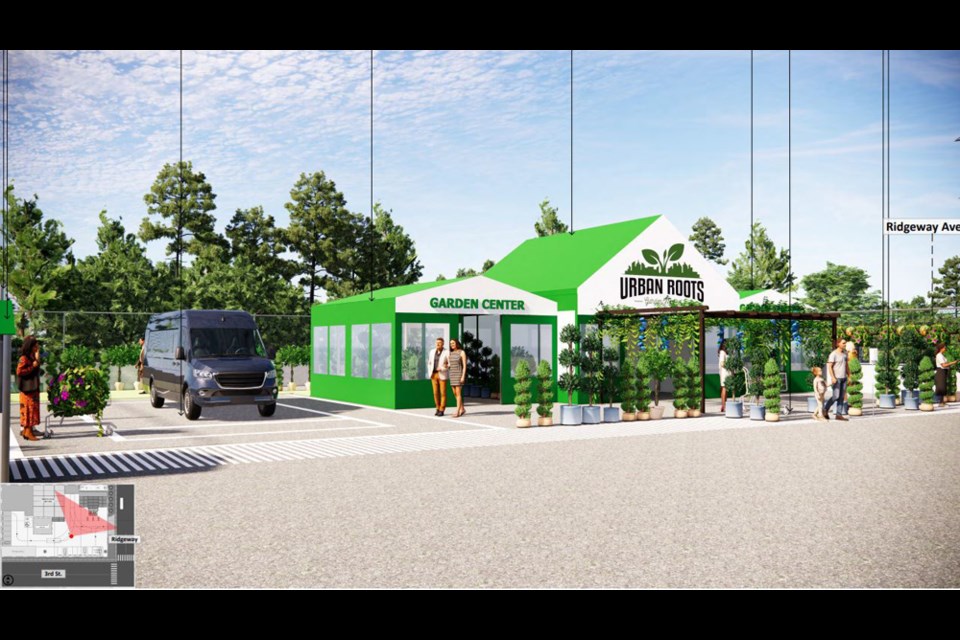 This illustration shows a proposed Urban Roots garden store that could occupy what was once TransLink's North Vancouver bus depot.