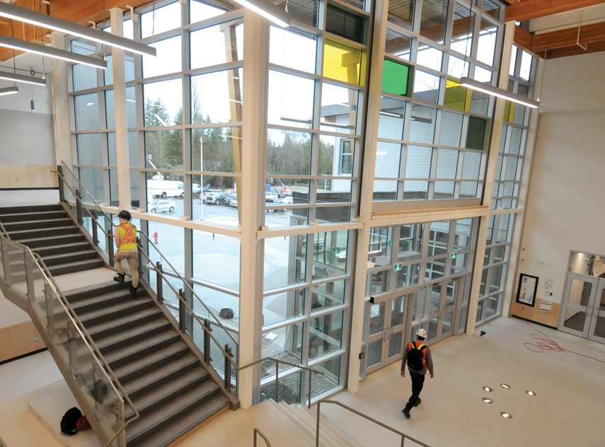 The entrance atrium inside the new Ecole Argyle Secondary, pictured in December. 
