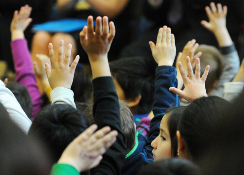 kids raising hands