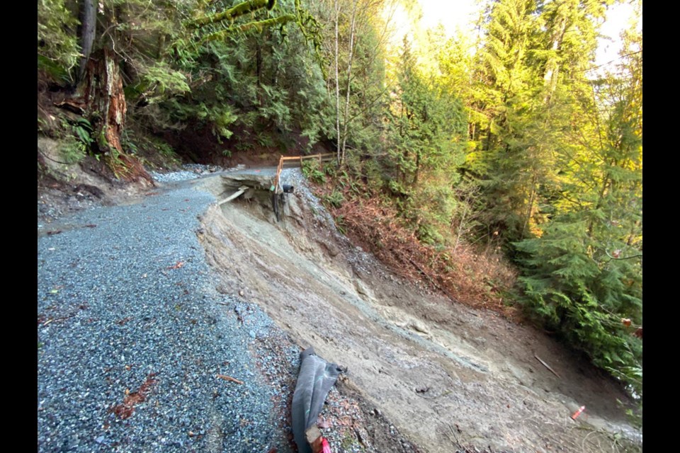 A landslide took out a section of the Capilano Pacific Trail on the west side of the Capilano River Wednesday afternoon.