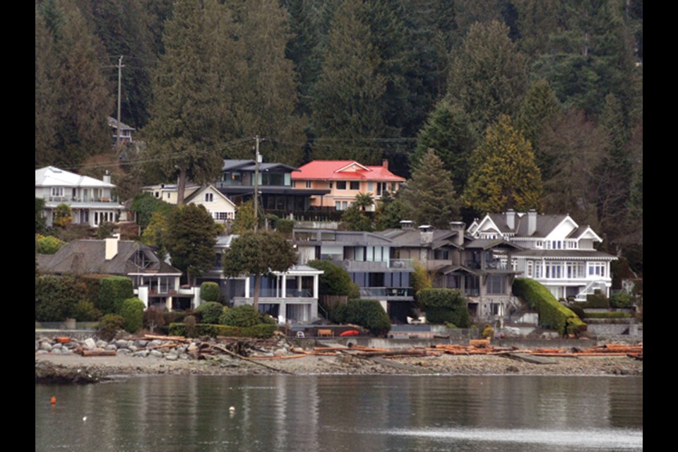 Homes on the West Vancouver waterfront may be a risk of rising sea levels and storm surges.
