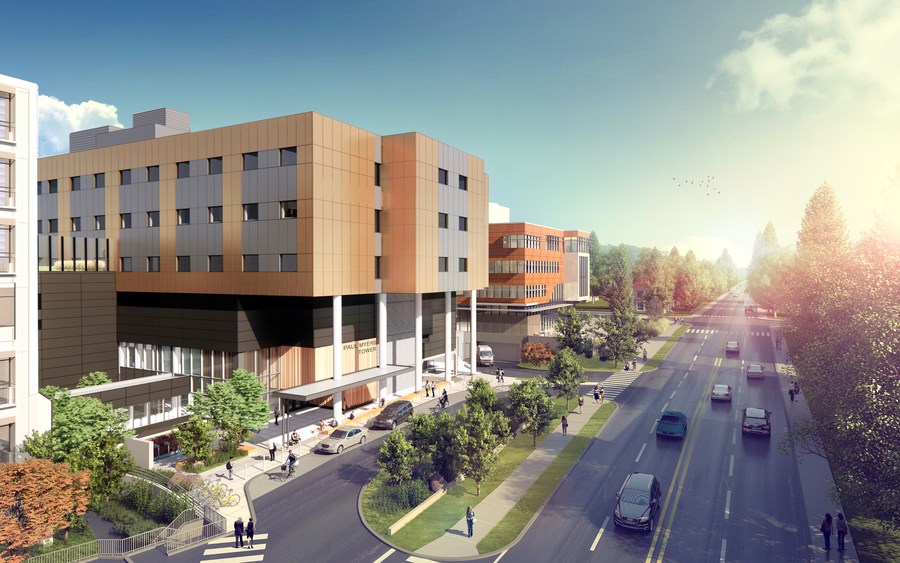 An artist's rendering of what the new Paul Myers tower at Lions Gate Hospital will look like.