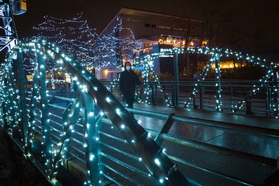 The Spirit of the Season lights will add festive cheer to The Shipyards until Jan. 4 from sunset onwards. photo City of North Vancouver