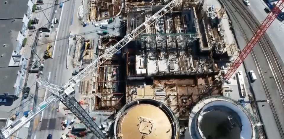 North Shore sewage plant construction drone1