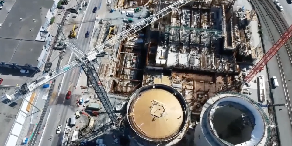 North Shore sewage plant construction drone2