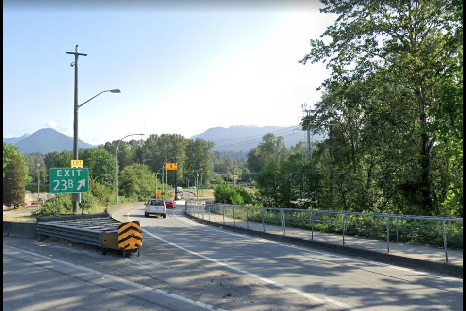 The westbound off-ramp to Dollarton Highway in North Vancouver will be closed for a week starting July 31. The west sidewalk of the Ironworkers will be closed from July 31 to Aug. 25, 2023.