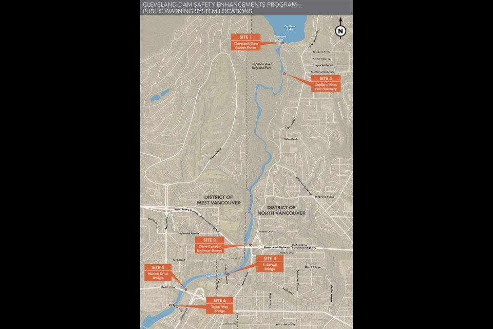Metro Vancouver will be installing alarms at these six locations.