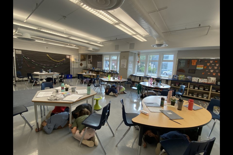 West Vancouver's Irwin Park Elementary took part in the BC ShakeOut on Thursday, Oct. 20, 2022. 