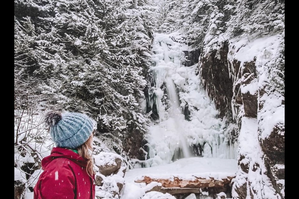 Hikers ventured into cold conditions to see North Vancouver's Norvan Falls in all its glory, covered in fresh white snow and partially frozen over the long weekend (Feb. 13 to15).