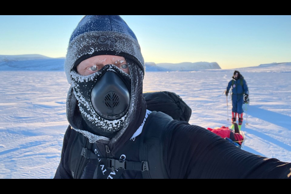 Kevin Vallely captures himself on the frozen landscape of Ellesmere Island in late March 2022.