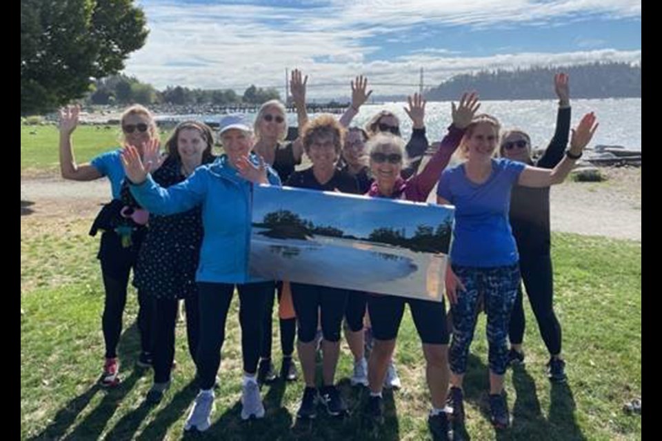 Barb Zeidler (third from left) meets with some of the 'Besties'  that are part of her running group in September of 2021 at Millennium Park in West Vancouver. Zeidler organized the group more than 20 years ago. 