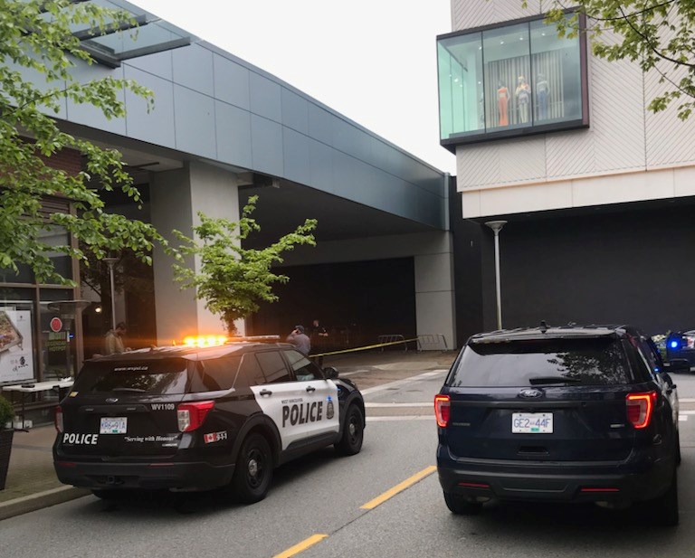 West Vancouver police were on the scene Wednesday evening as they investigated what they called a "suspicious" backpack. 