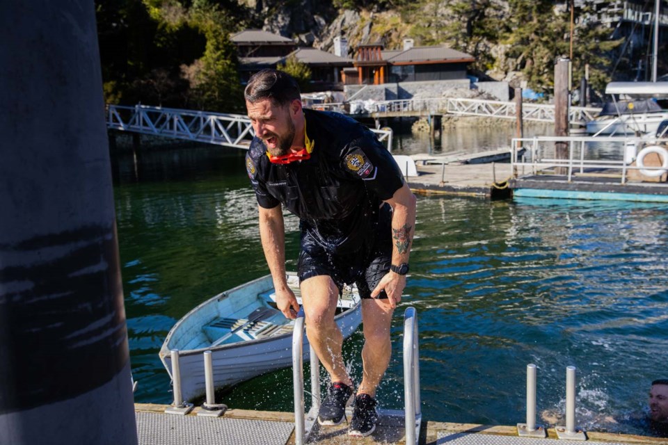 West Vancouver Police Const. Kevin Goodmurphy after taking part in a Polar Plunge at Eagle Harbour to raise funds for Special Olympics BC. 