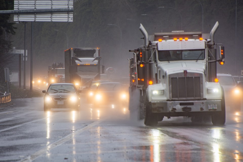 Southbound traffic on Highway 1 passes by the Mountain Highway offramp in North Vancouver on Jan. 9. | Nick Laba / North Shore News