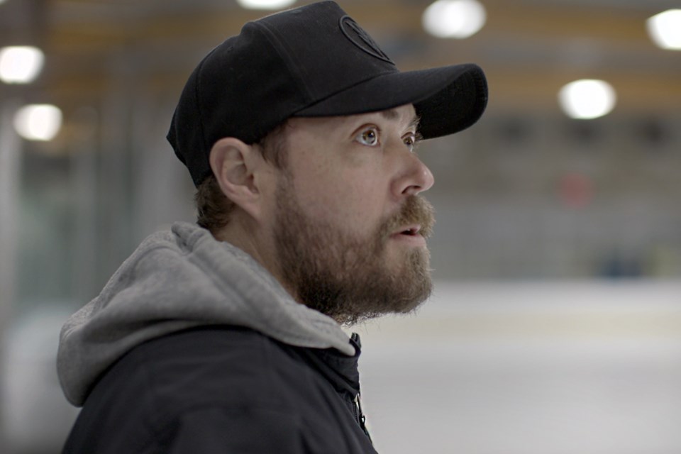 Stephen Gillis coaching youth hockey after receiving life-saving surgery at Vancouver General Hospital. Stephen is now sharing his story as part of VGH & UBC Hospital Foundation’s Angel campaign. 