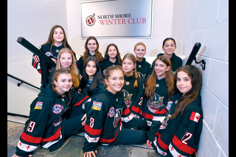 The North Shore Winterhawks are B.C.’s first all-girls hockey team to play at the Quebec International Pee-Wee Hockey Tournament. | Paul McGrath / North Shore News