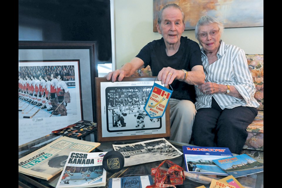 Wayne and Jacqueline Hussey go through some of the memorabilia they collected on a once-in-a-lifetime trip to Moscow to watch the 1972 Summit Series between Canada and the Soviet Union. Memories of the trip are still vivid for the couple as the 50th anniversary of the iconic Canadian sporting moment is celebrated this month.