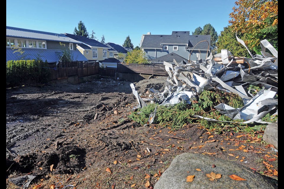 Demolition debris is all that remains of the home at 733 20th St. in West Vancouver, which became the subject of a legal dispute after the District of West Vancouver alleged it was built without permits or inspections.  | Paul McGrath / North Shore News