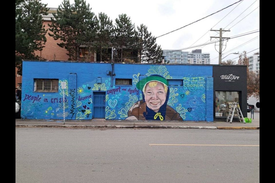 A mural for Dani Cooper has been painted on the side of the Wildfire Bakery in Victoria.