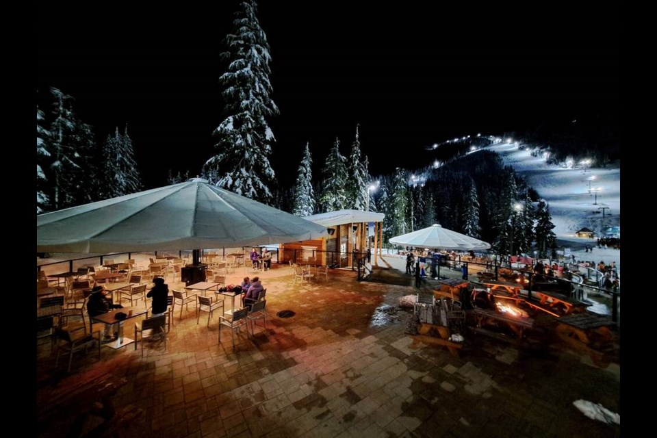 Easily access the outdoor patio from the bottom of Panorama. Eagle Express and Lions Express quad chairs are a quick ski-down away. | Nick Laba / 