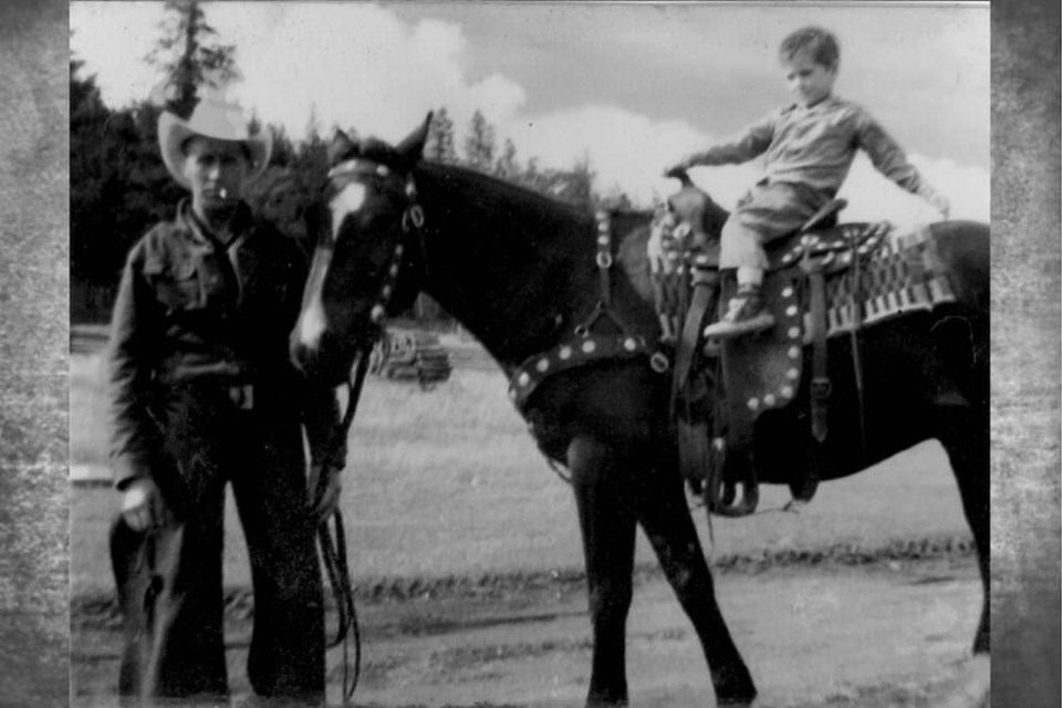 Grandpa Jim with columnist Laura Marie Neubert's older brother, early 1960s, near Kamloops. | Laura Marie Neubert 