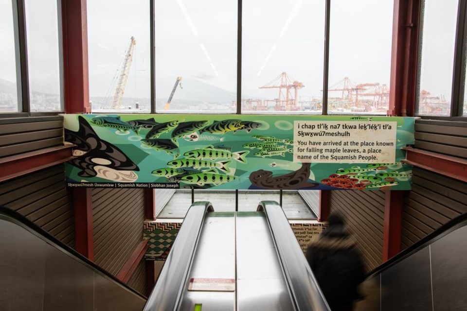 Indigenous art and signage has been installed at Translink's SeaBus stations Waterfront and Lonsdale Quay. | TransLink