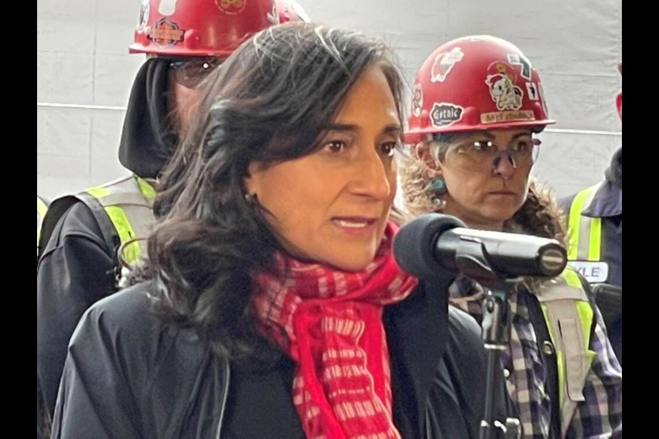 Defence Minister Anita Anand spoke about spy balloons and spy buoys during a press briefing at Seaspan Shipyards in North Vancouver Wednesday, Feb. 22. | Jane Seyd / North Shore News