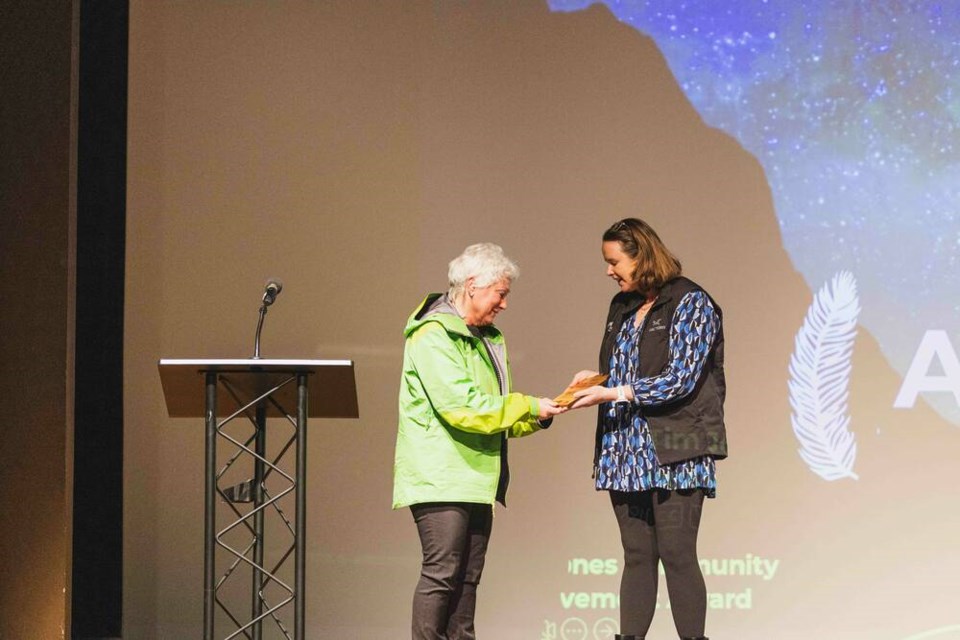 Anne Bethune handed the Tim Jones Community Achievement Award on Friday at the Vancouver International Mountain Film Festival. | VIMFF 