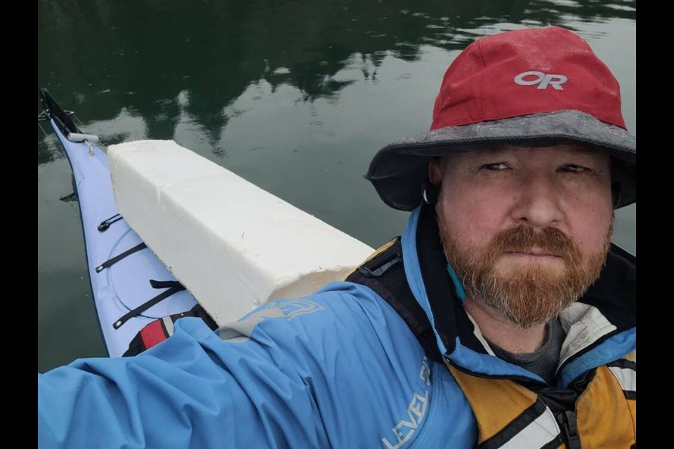 Chad Gamache came across "hundreds" of pieces of Styrofoam while kayaking the Burrard Inlet. | Chad Gamache 