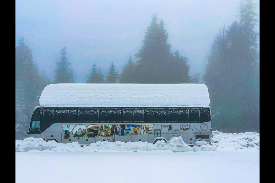 The broken down shuttle bus has sat in Cypress Mountain Resorts parking lot for most of this ski season. | Tonya Hartz 
