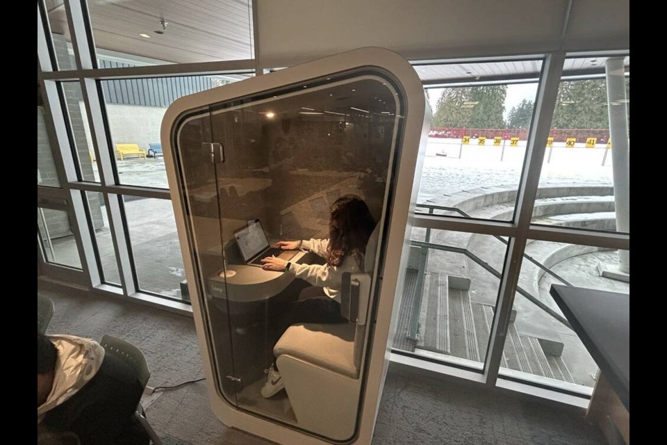 The new pod is a singular booth with soundproof walls. | Handsworth Secondary