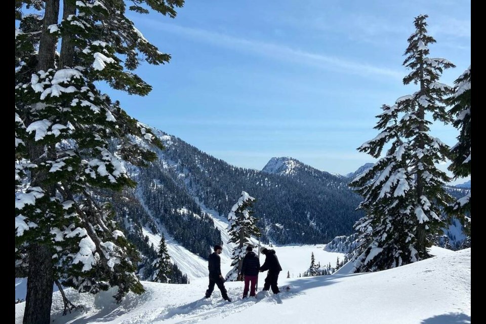 Metro Vancouver staff conduct a manual snowpack survey in the spring of 2021. | Metro Vancouver 