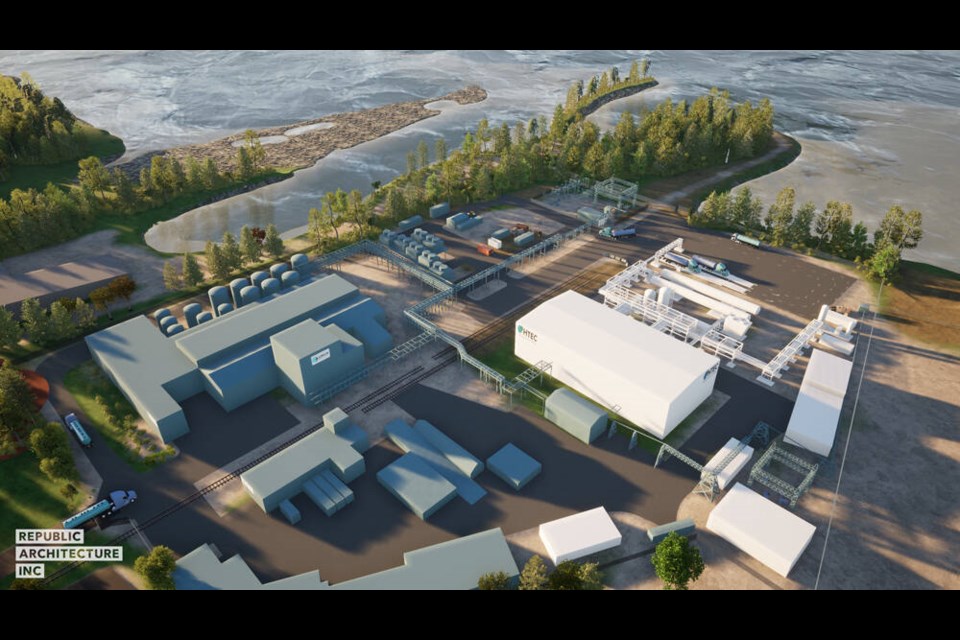This design image shows HTEC's proposed new hydrogen processing plant in North Vancouver, as seen from the northwest. | Republic Architecture Inc. 