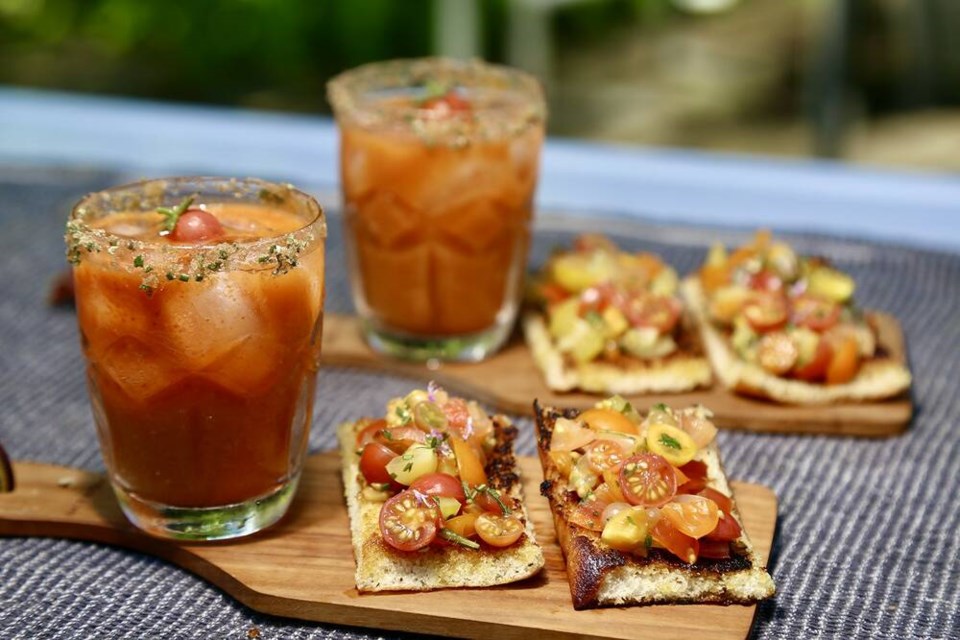 Petite tomato and anchovy bruschetta makes for a winning summer combination when paired with not-so-bloody Marys. | Laura Marie Neubert 