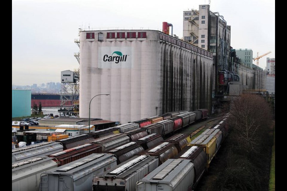 Cargill Canada’s grain silos are shown near Low Level Road in North Vancouver. | North Shore News files 
