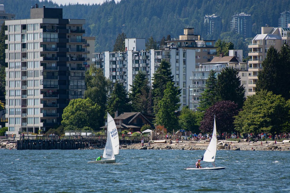 Sailors catch a breeze off John Lawson Park in West Vancouver’s Ambleside area. | Nick Laba / North Shore News 