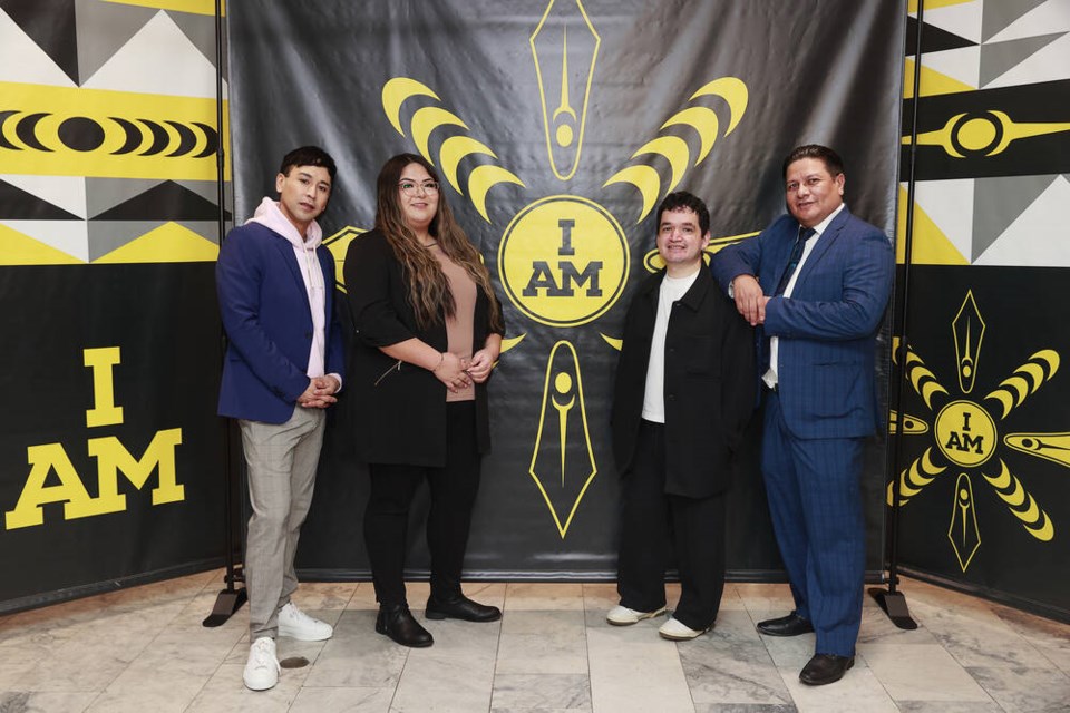 Lil’wat Nation artist Levi Nelson, Tsleil-Waututh Nation artist Olivia George, Musqueam Nation artist Mack Paul and Squamish Nation artist Ray Natraoro collaborated on the 2025 Invictus Games design. | Invictus Games 