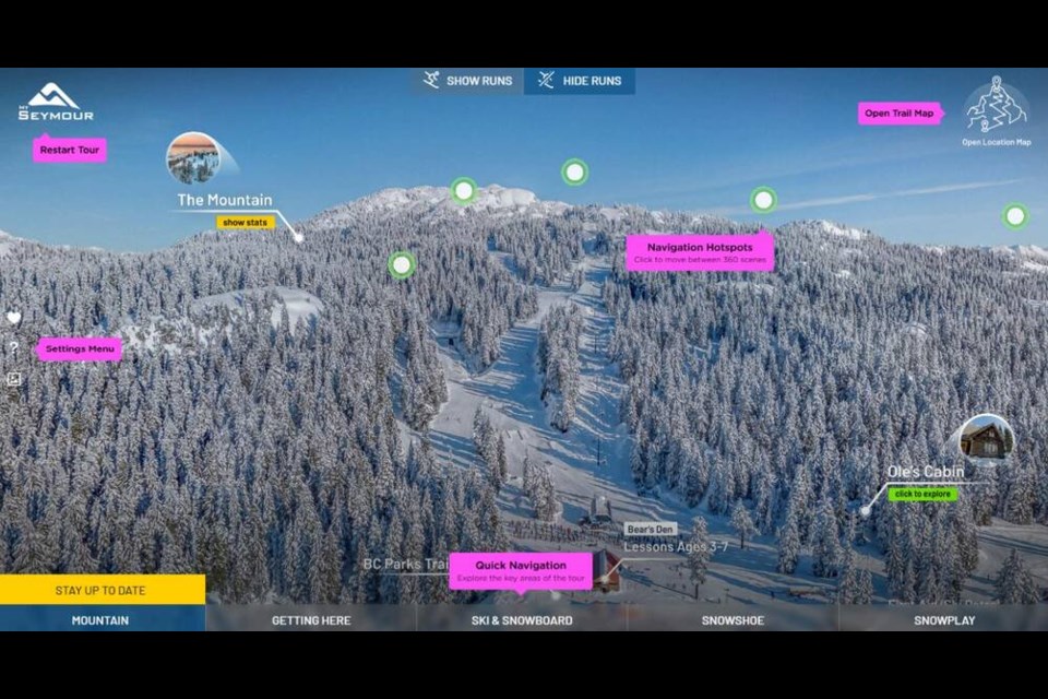 The Mt. Seymour virtual tour offers 360-degree panoramic views of the resort. | 360Pros / Mt Seymour 