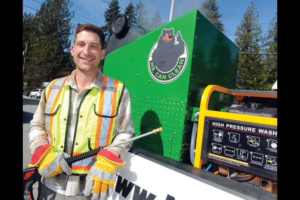 Mac Fairbairn, also known as Mr. Can Clean, has started a mobile business cleaning garbage bins and barbecues in an effort to reduce bear attractants. | Paul McGrath / North Shore News 