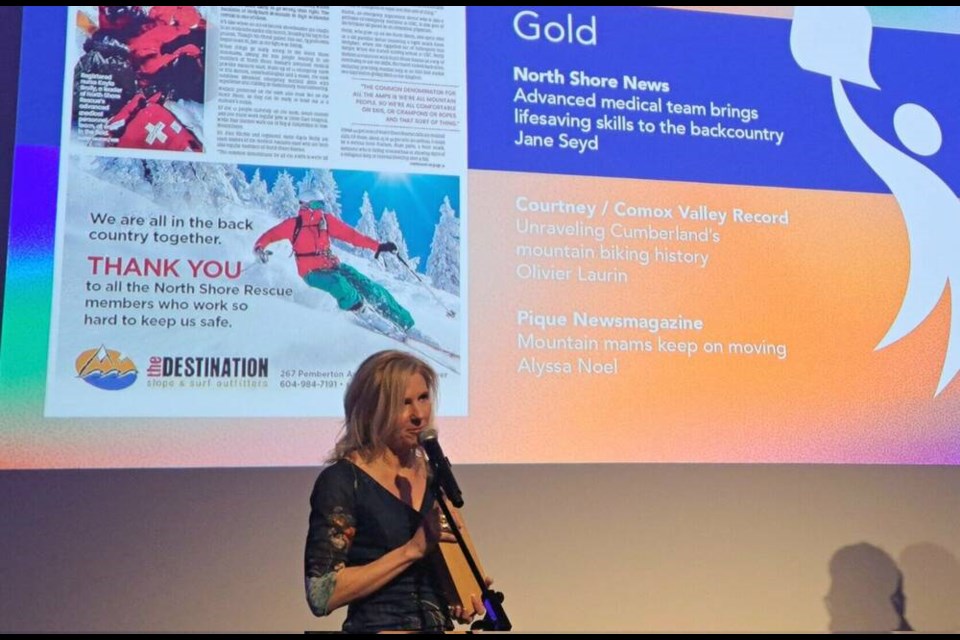 North Shore News reporter Jane Seyd took home gold in the Outdoor Recreation Writing category, alongside a silver Feature Article Award. | Nick Laba / North Shore News 