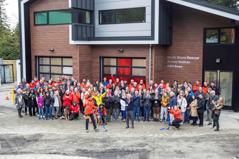 More than 100 North Shore Rescue volunteers, supporters and dignitaries join the team in opening the new search and rescue station next to Capilano Lake, April 6, 2024. | John Healy Photography 